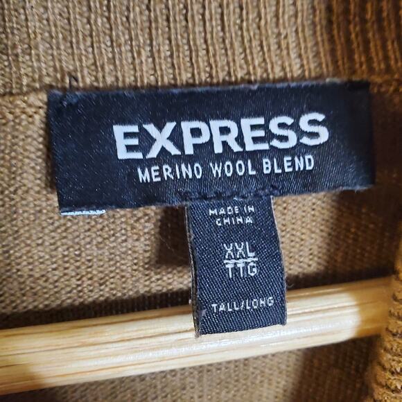 Express Oversized Brown Merino Wool Blend Turtle neck sweater Lightweight XXL - Picture 4 of 11